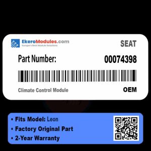00074398 Climate Control Module | SEAT Leon | Genuine OEM Part