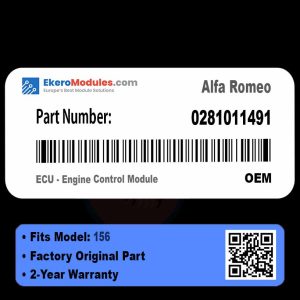 0281011491 ECU - Engine Control Module | Alfa Romeo 156 | Genuine OEM Part
