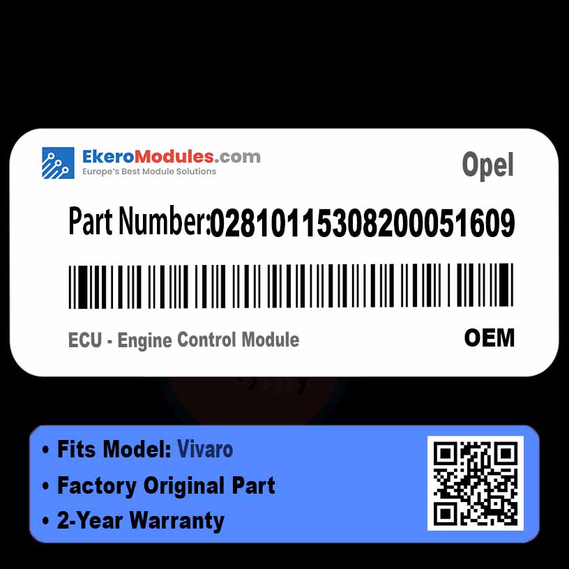 02810115308200051609 ECU - Engine Control Module | Opel Vivaro | Genuine OEM Part