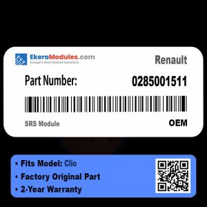 0285001511 SRS Module | Renault Clio | Genuine OEM Part