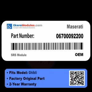 06700092200 SRS Module | Maserati Ghibli | Genuine OEM Part