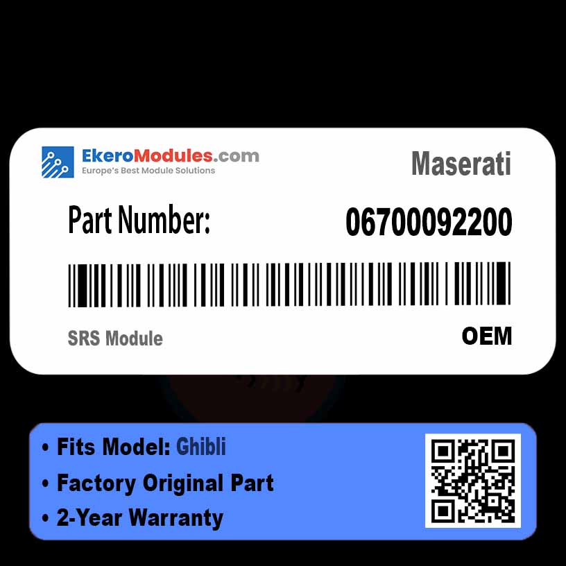 06700092200 SRS Module | Maserati Ghibli | Genuine OEM Part