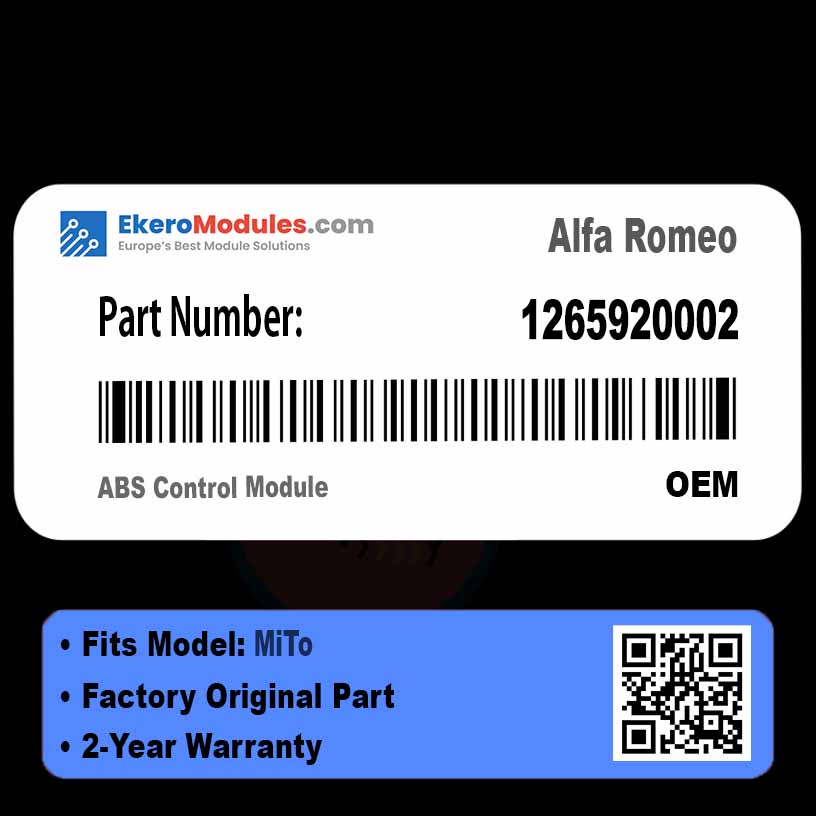 1265920002 ABS Control Module | Alfa Romeo MiTo | Genuine OEM Part