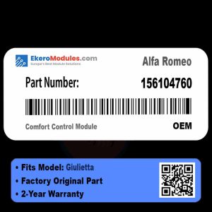 156104760 Comfort Control Module | Alfa Romeo Giulietta | Genuine OEM Part