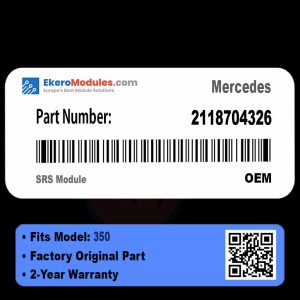 2118704326 SRS Module | Mercedes 350 | Genuine OEM Part
