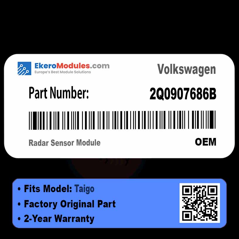 2Q0907686B Radar Sensor Module | Volkswagen Taigo | Genuine OEM Part