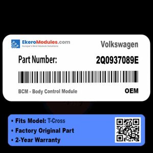 2Q0937089E BCM - Body Control Module | Volkswagen T-Cross | Genuine OEM Part