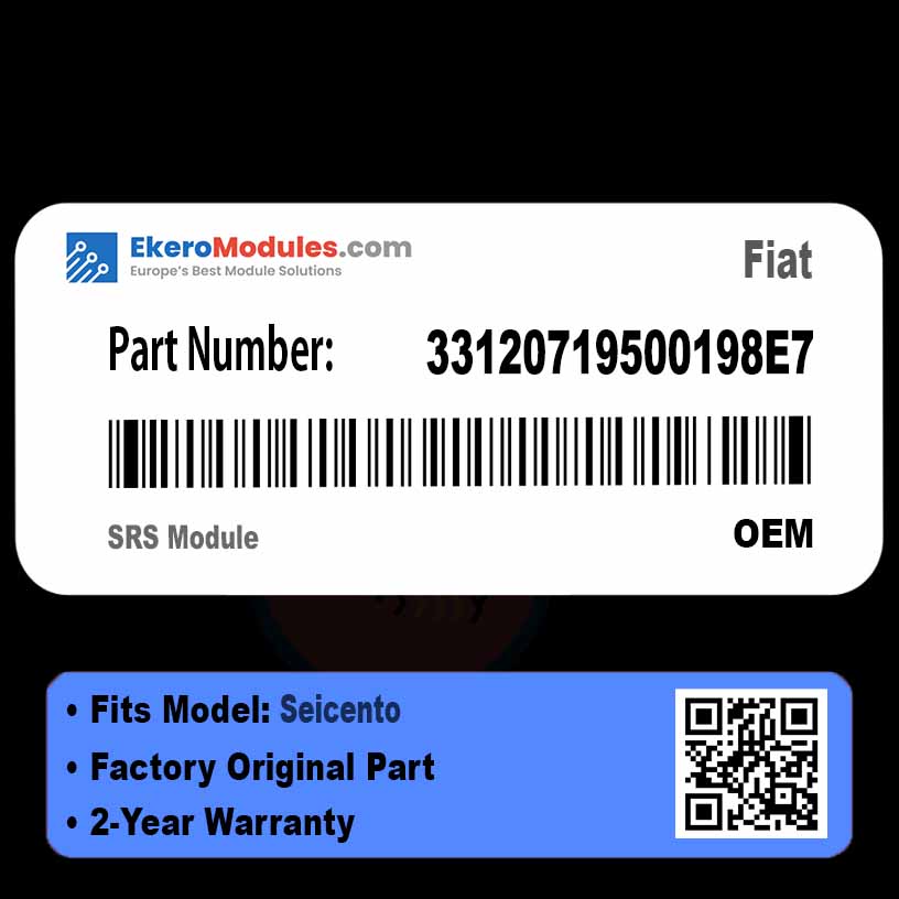 33120719500198E7 SRS Module | Fiat Seicento | Genuine OEM Part