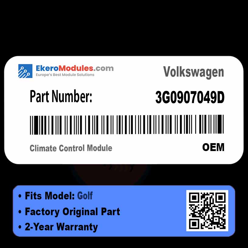 3G0907049D Climate Control Module | Volkswagen Golf | Genuine OEM Part