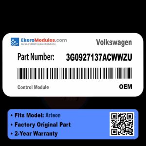 3G0927137ACWWZU Control Module | Volkswagen Arteon | Genuine OEM Part