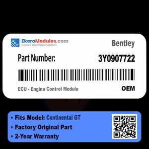3Y0907722 ECU - Engine Control Module | Bentley Continental GT | Genuine OEM Part