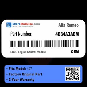 4D34A3AEM ECU - Engine Control Module | Alfa Romeo 147 | Genuine OEM Part
