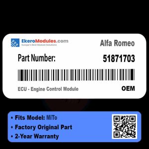 51871703 ECU - Engine Control Module | Alfa Romeo MiTo | Genuine OEM Part