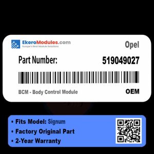 519049027 BCM - Body Control Module | Opel Signum | Genuine OEM Part