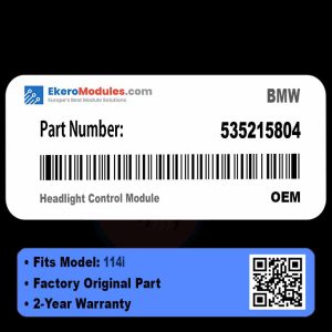 535215804 Headlight Control Module | BMW 114i | Genuine OEM Part