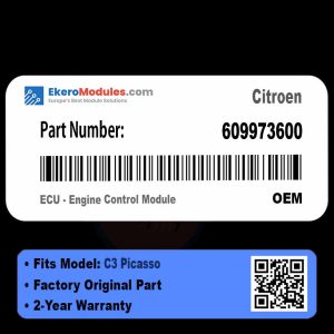 609973600 ECU - Engine Control Module | Citroen C3 Picasso | Genuine OEM Part