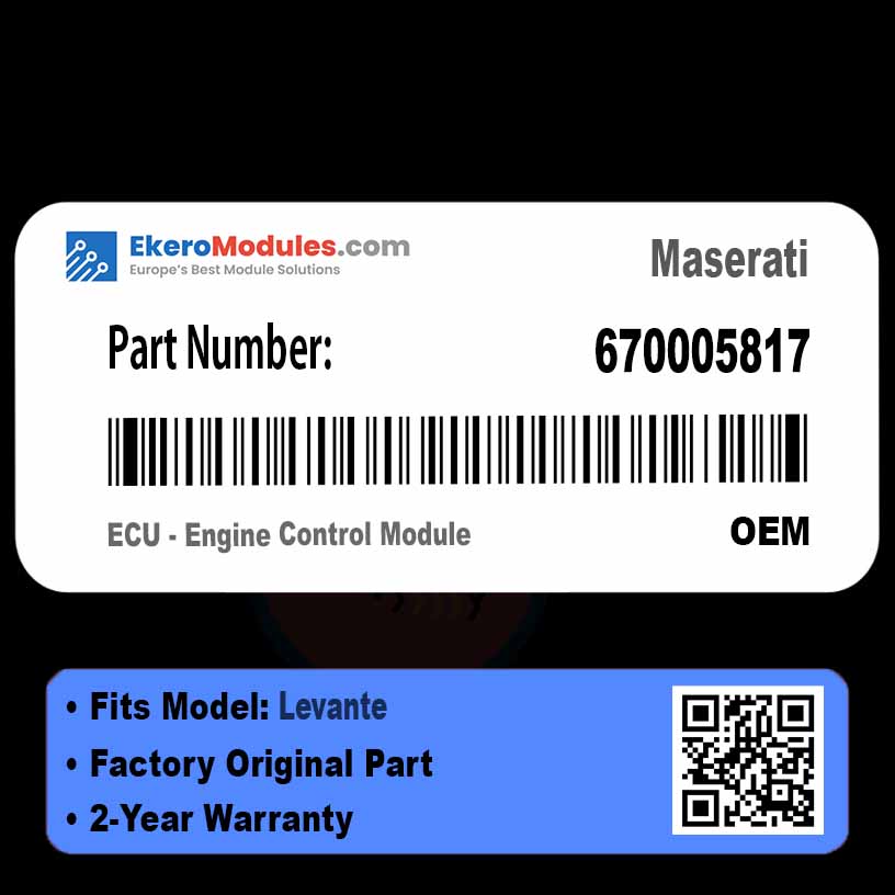 670005817 ECU - Engine Control Module | Maserati Levante | Genuine OEM Part