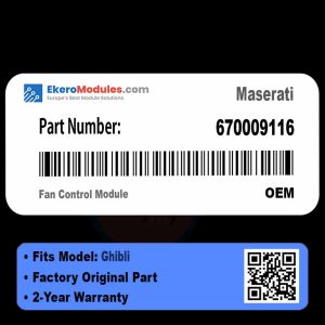 670009116 Fan Control Module | Maserati Ghibli | Genuine OEM Part
