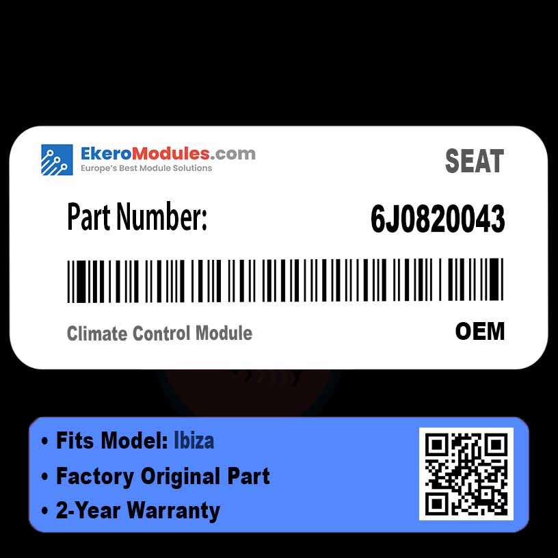 6J0820043 Climate Control Module | SEAT Ibiza | Genuine OEM Part
