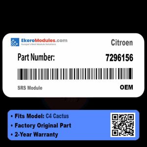 7296156 SRS Module | Citroen C4 Cactus | Genuine OEM Part