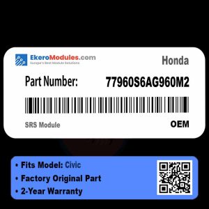 77960S6AG960M2 SRS Module | Honda Civic | Genuine OEM Part