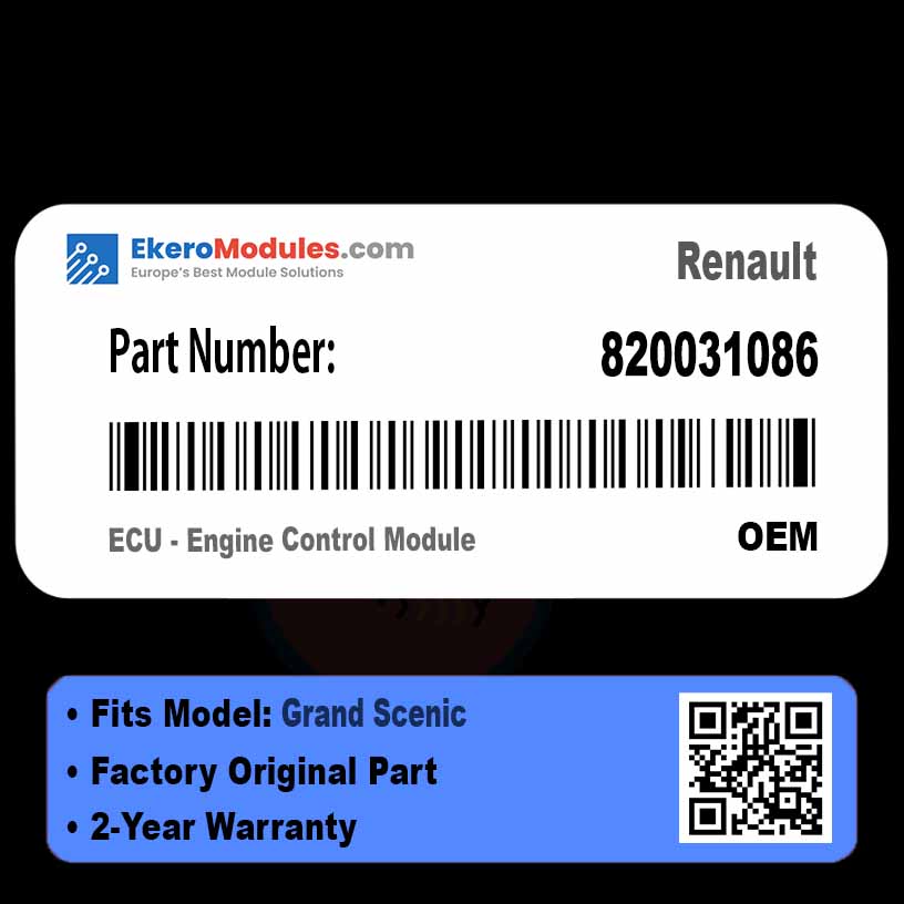 820031086 ECU - Engine Control Module | Renault Grand Scenic | Genuine OEM Part