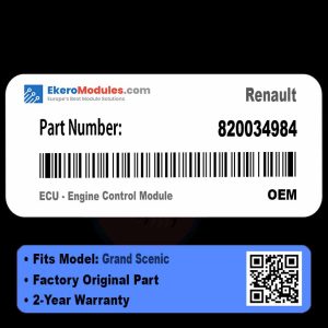 820034984 ECU - Engine Control Module | Renault Grand Scenic | Genuine OEM Part