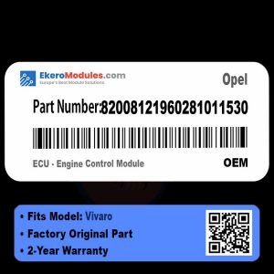 82008121960281011530 ECU - Engine Control Module | Opel Vivaro | Genuine OEM Part