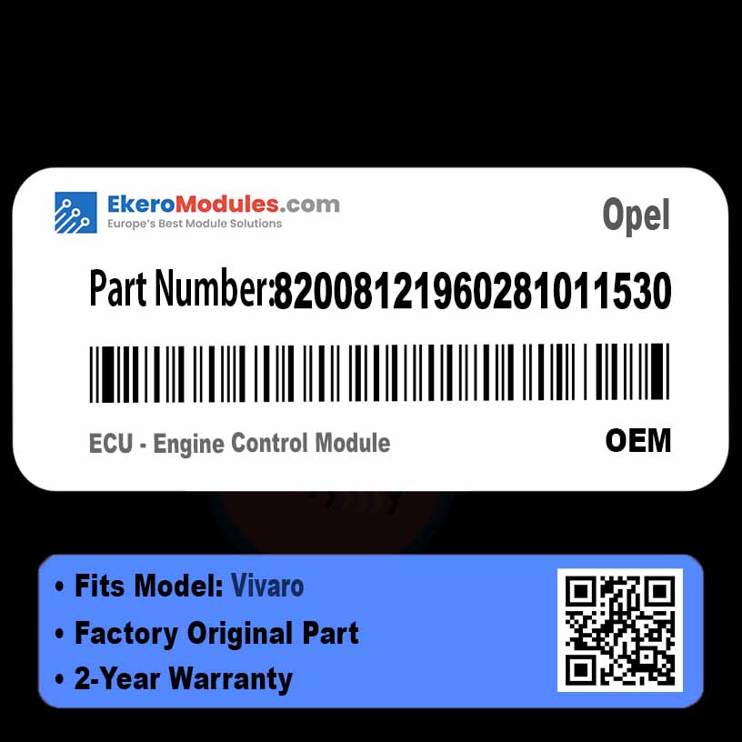 82008121960281011530 ECU - Engine Control Module | Opel Vivaro | Genuine OEM Part