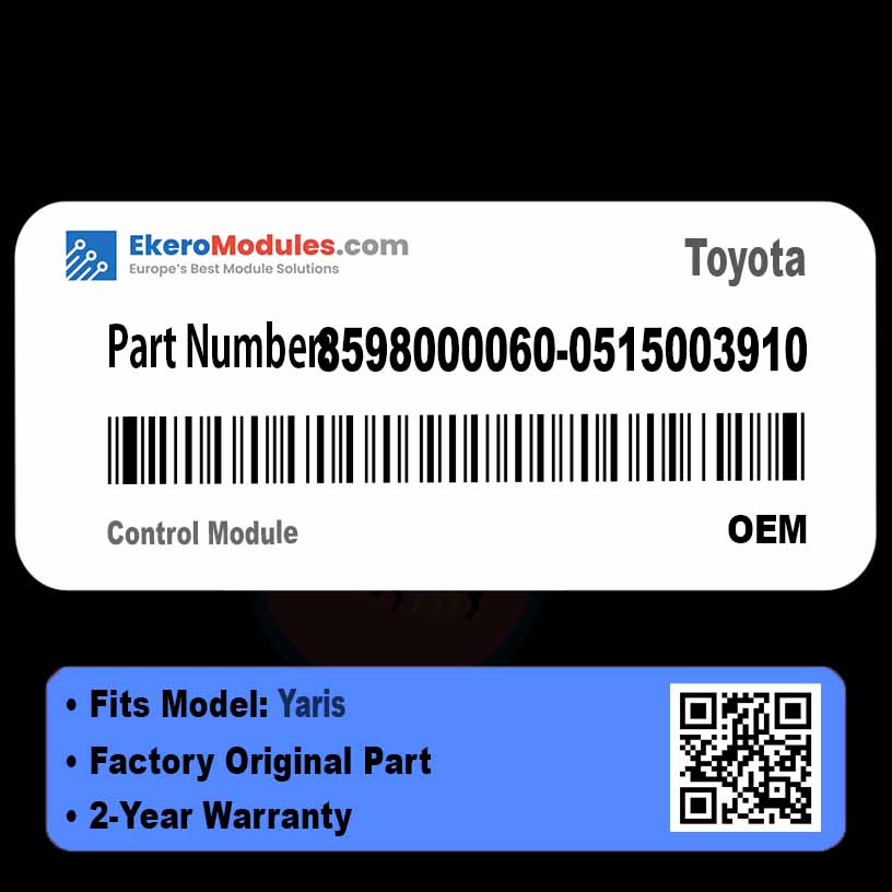 8598000060-0515003910 Control Module | Toyota Yaris | Genuine OEM Part