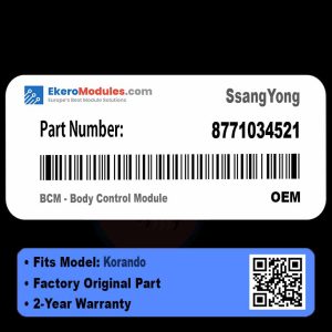 8771034521 BCM - Body Control Module | SsangYong Korando | Genuine OEM Part