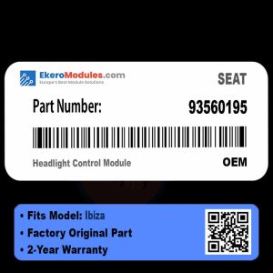 93560195 Headlight Control Module | SEAT Ibiza | Genuine OEM Part