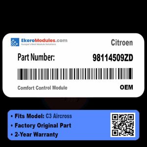 98114509ZD Comfort Control Module | Citroen C3 Aircross | Genuine OEM Part