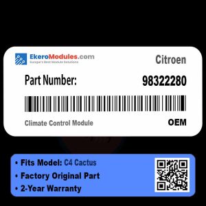 98322280 Climate Control Module | Citroen C4 Cactus | Genuine OEM Part