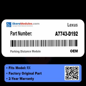 A7743-D192 Parking Distance Module | Lexus RX | Genuine OEM Part