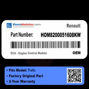 HOM8200051608KW ECU - Engine Control Module | Renault Trafic | Genuine OEM Part