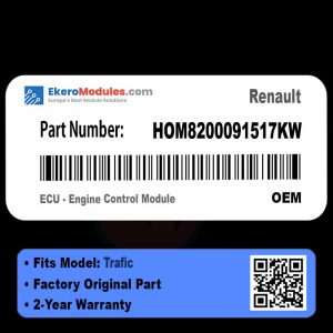HOM8200091517KW ECU - Engine Control Module | Renault Trafic | Genuine OEM Part