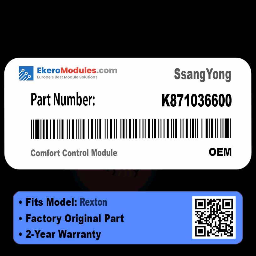 K871036600 Comfort Control Module | SsangYong Rexton | Genuine OEM Part