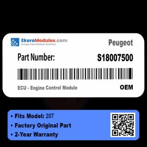 S18007500 ECU - Engine Control Module | Peugeot 207 | Genuine OEM Part